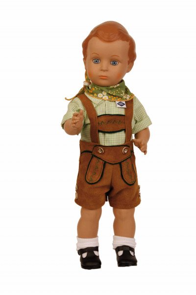 Puppe.Hans.41.cm.braune.Malhaare,Trachtenkleidung