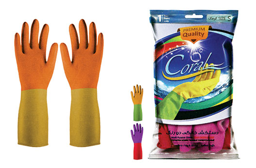 دستکش خانگی دو رنگ کرال