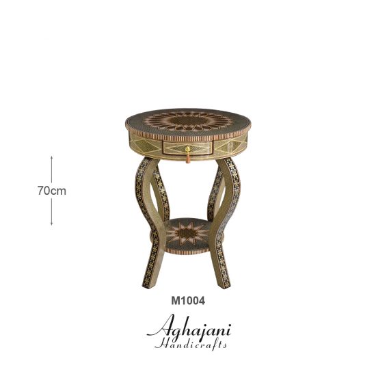 میز تلفن گرد خاتم برند آقاجانی