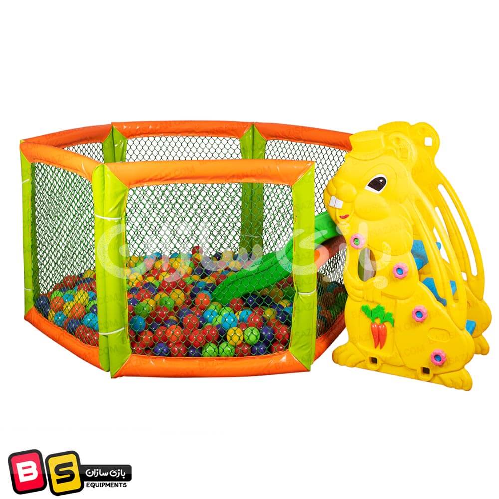 استخر توپ دیواره ای با سرسره سنجاب