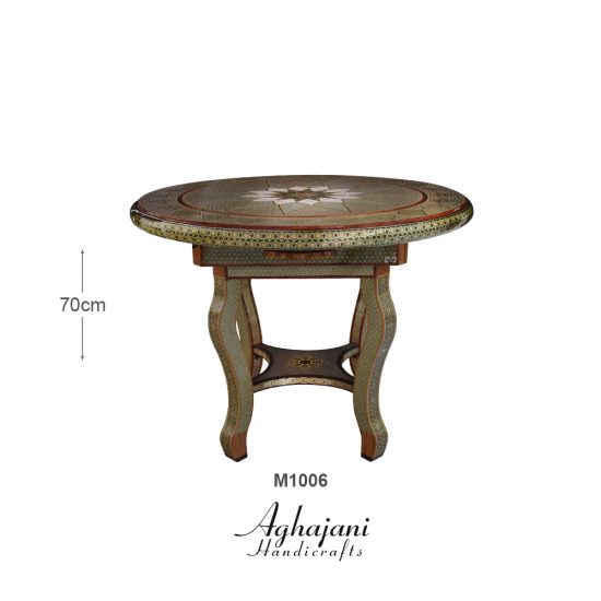 میز گرد 4 کاره جک دار خاتم برند آقاجانی