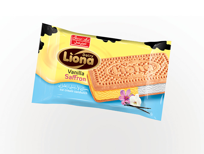 بستنی لیونا ساندویچی شیری زعفرانی