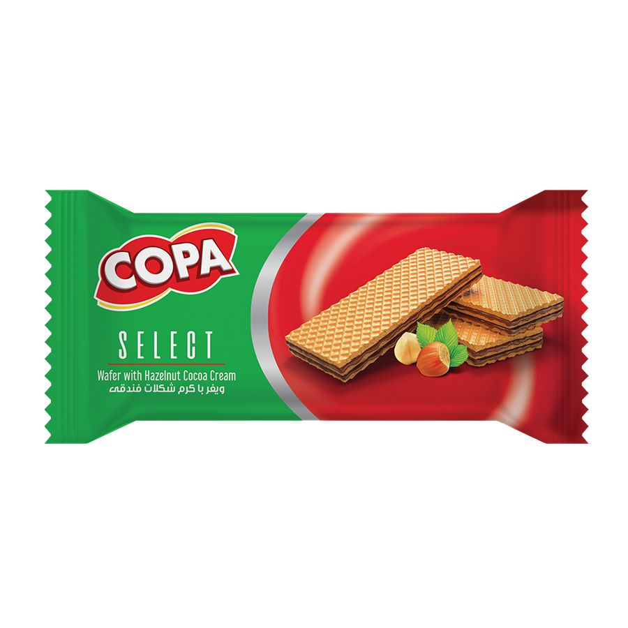 ویفر سلکت با کرم کاکائویی و مغز فندق