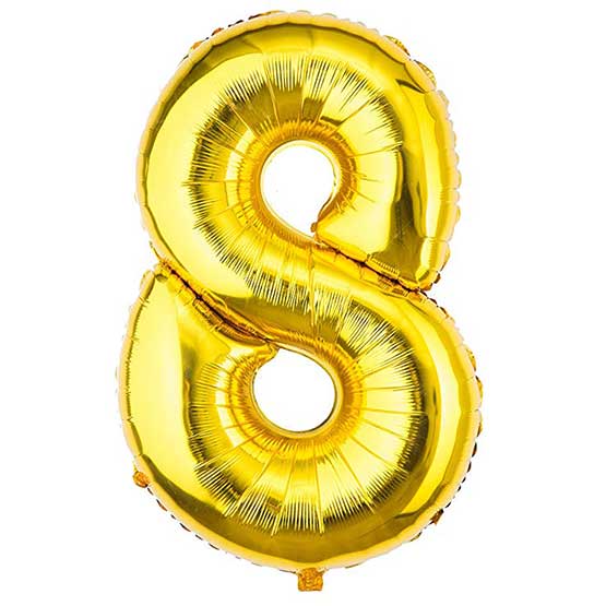 بادکنک فویلی طلایی عدد ۸