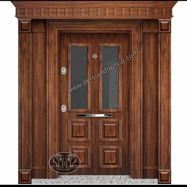 درب لابی چوبی و شیشه ایی مدل pdL1054