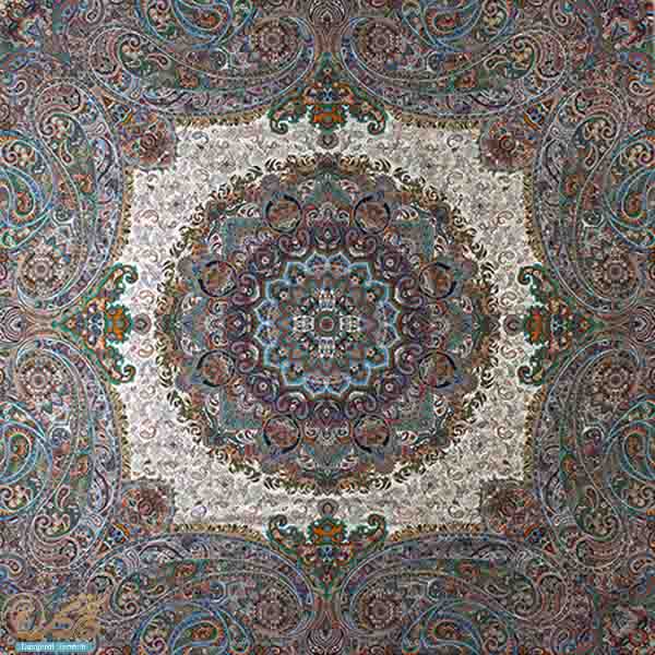 رومیزی مربع (بقچه) طرح کبریا طلایی رنگین کمان