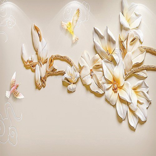 شاخه گل سفید و پرنده