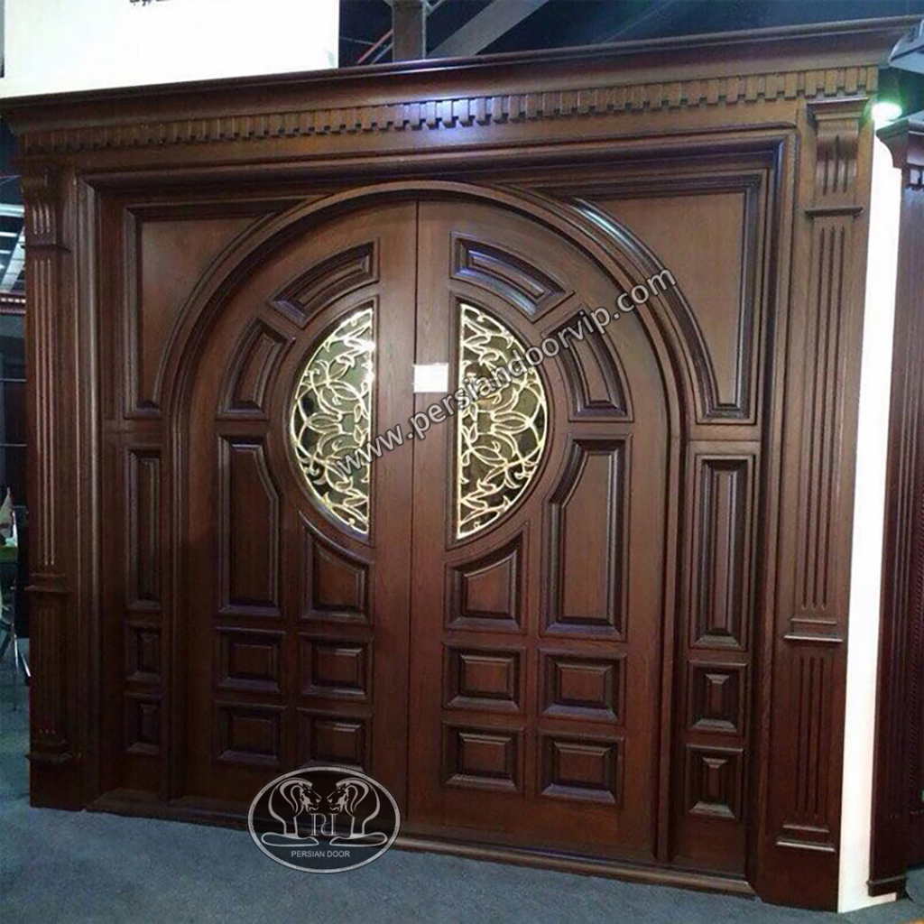 درب لابی چوبی و شیشه ایی مدل pdL1049