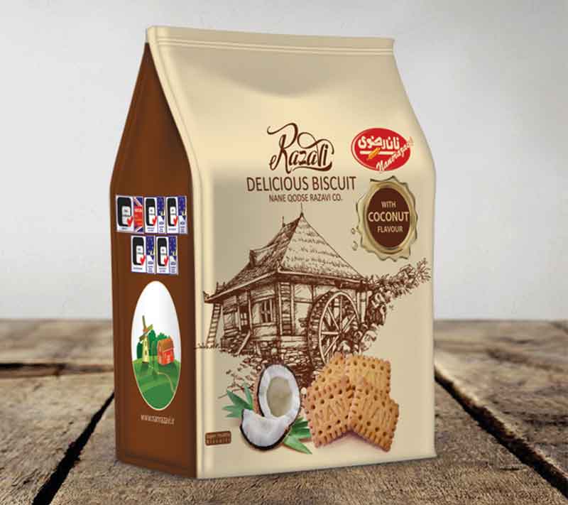 بیسکویت پاکتی با طعم نارگیل