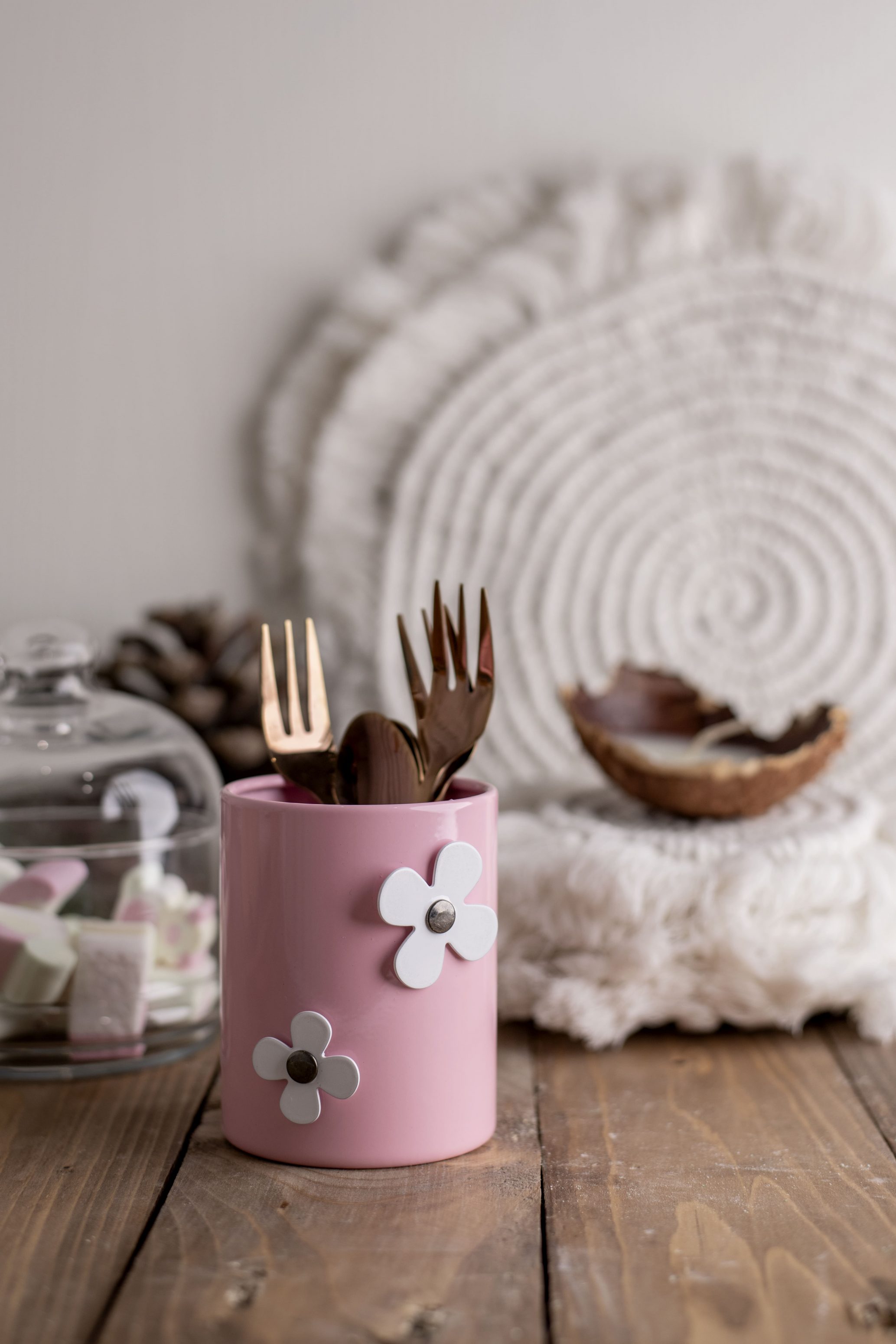 جاقاشقی تکی کوچک استیل رنگی گلدار (چایخوری)