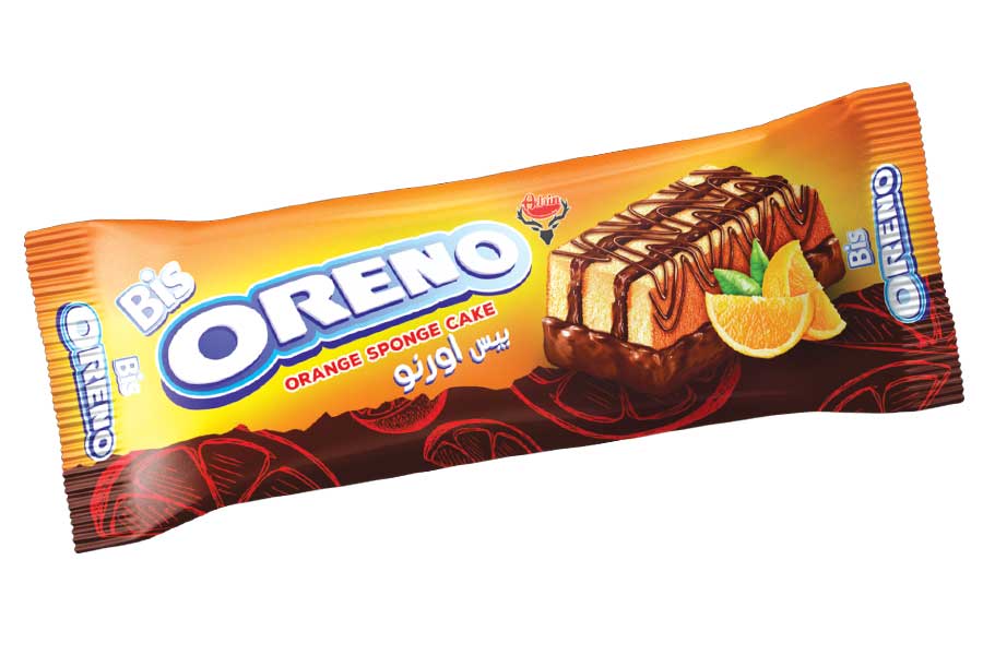 کیک لایه ای اسفنجی کرمدار بیس اورنو با طعم پرتقال