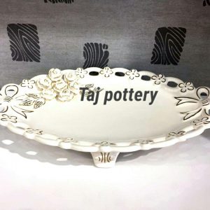 چینی گل برجسته شیرینی خوری بیضی کد ۵