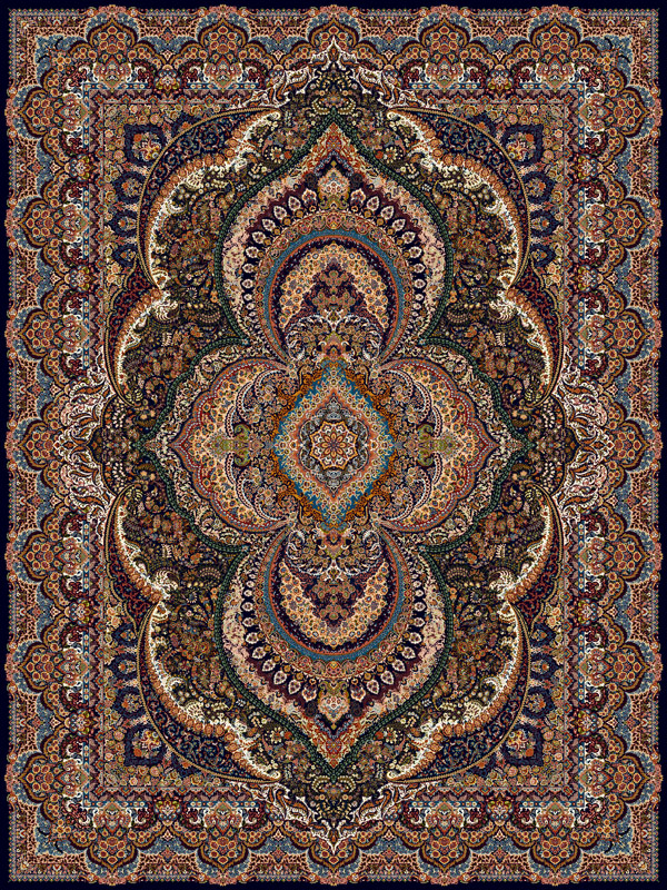 فرش 1000 شانه طرح تاج جمشید