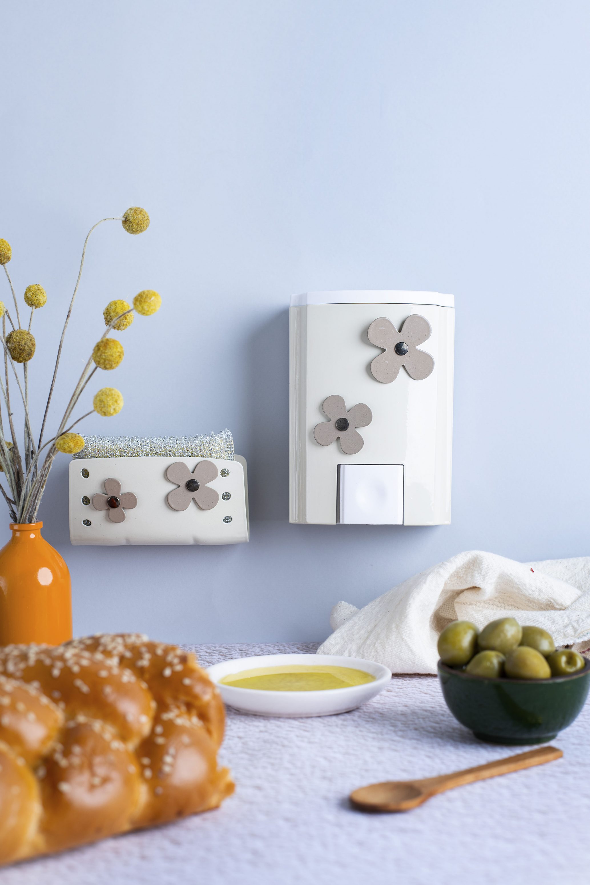 ست جامایع و جااسکاچی استیل رنگی گلدار