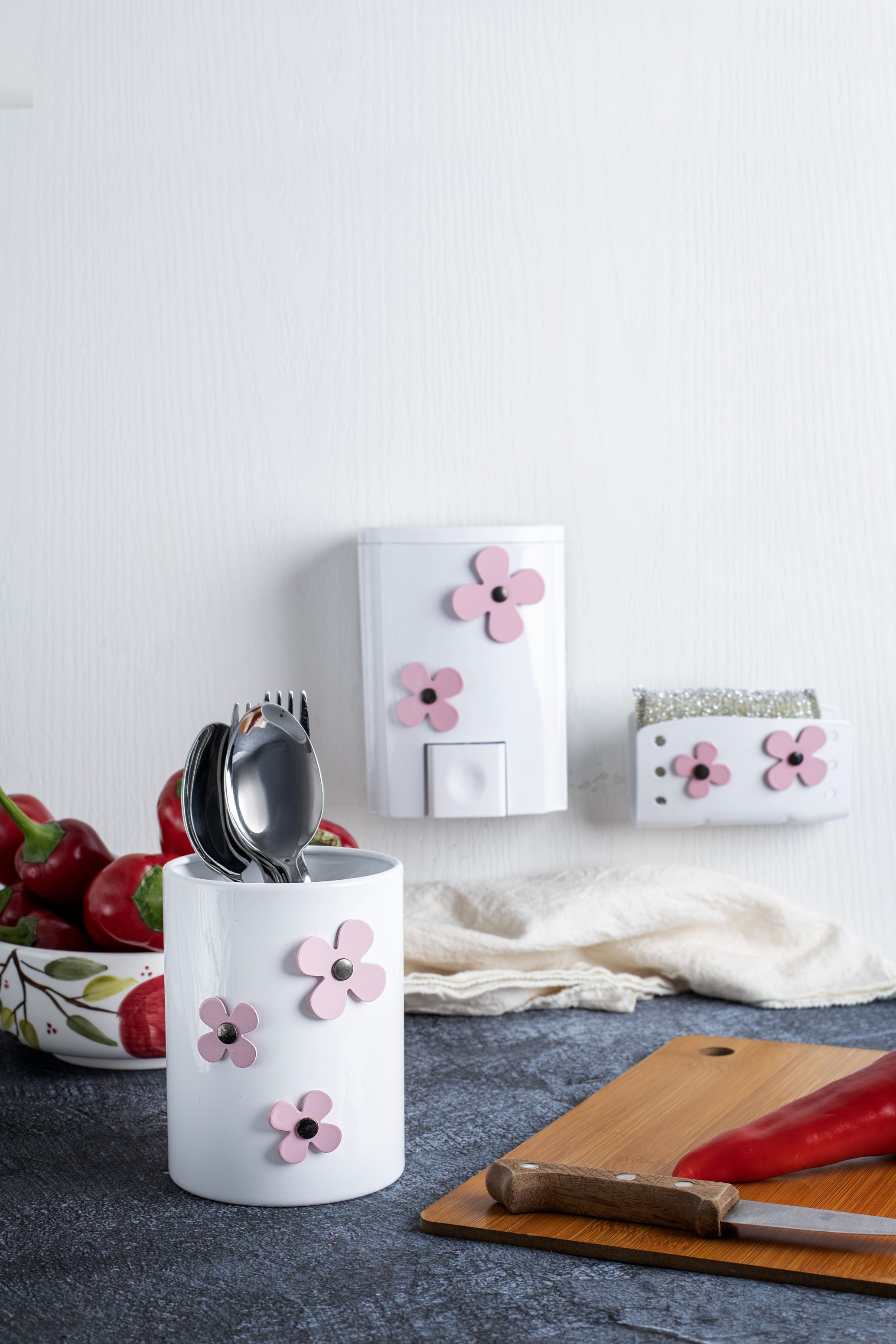 ست جاقاشقی،جامایع و جااسکاچی استیل رنگی گلدار