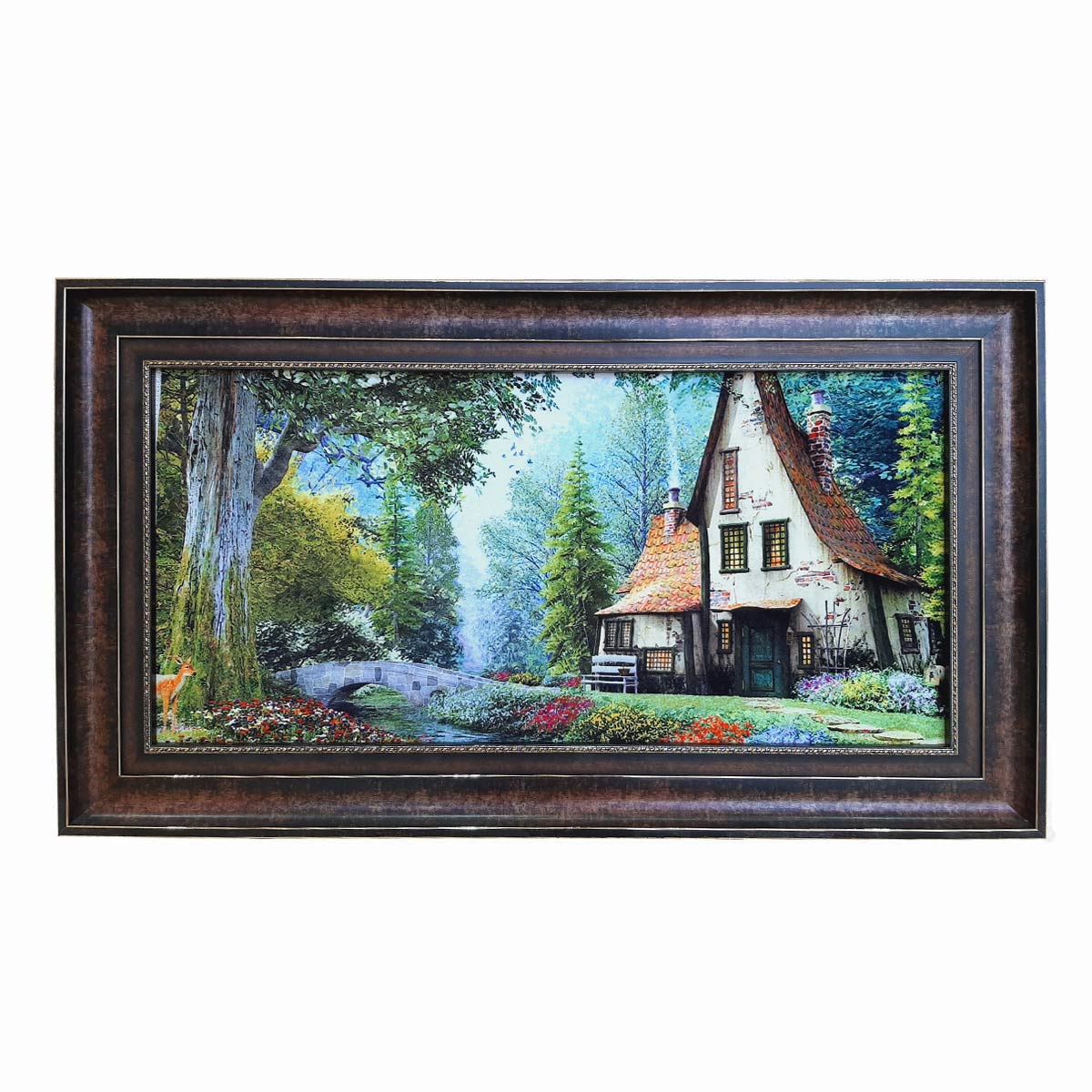 تابلو فرش کلاریس طرح جنگل و کلبه