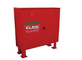 Fire extinguisher box and hose collector