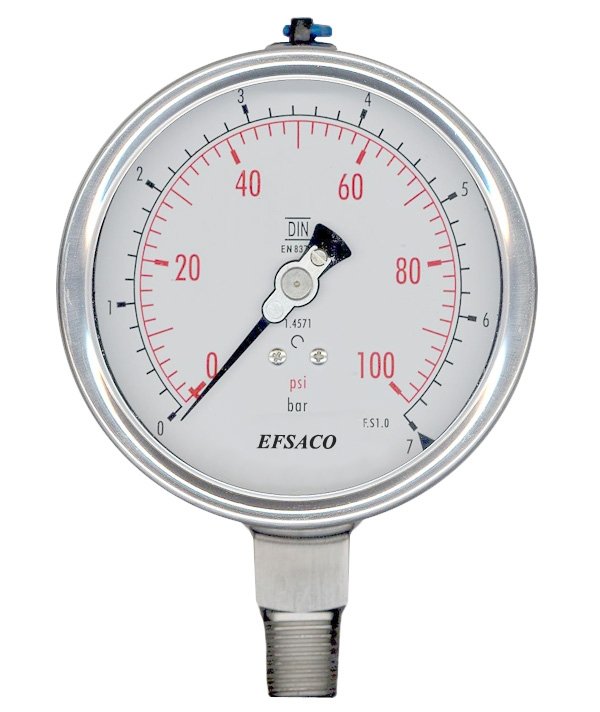 Bourdon tube pressure gauge 100 - 0 Psi