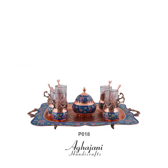 سرویس چای خوری مس و پرداز برند آقاجانی