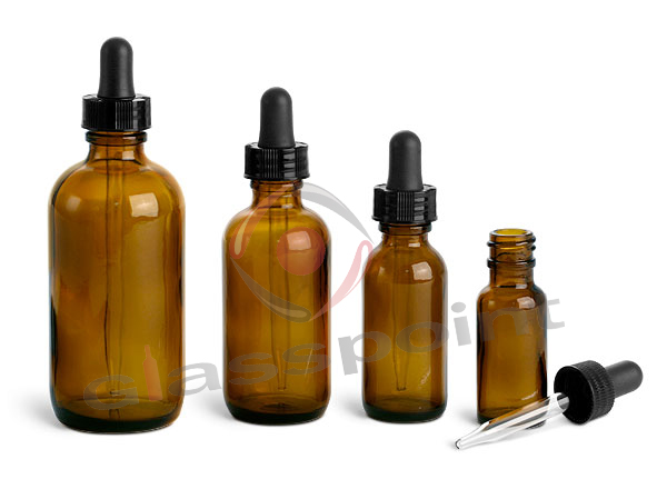 گردهای کهربایی با قطره چکان های شیشه ای حباب سیاه