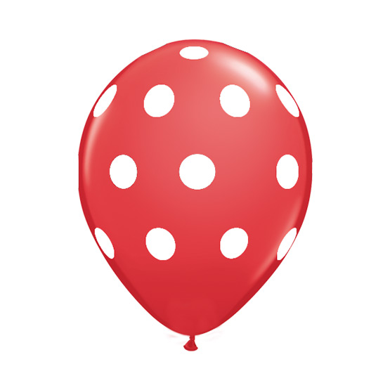 بادکنک قرمز خال سفید (بسته ۱۰۰تایی)