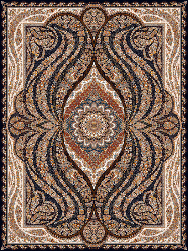 فرش 1000 شانه طرح زلف زیبا