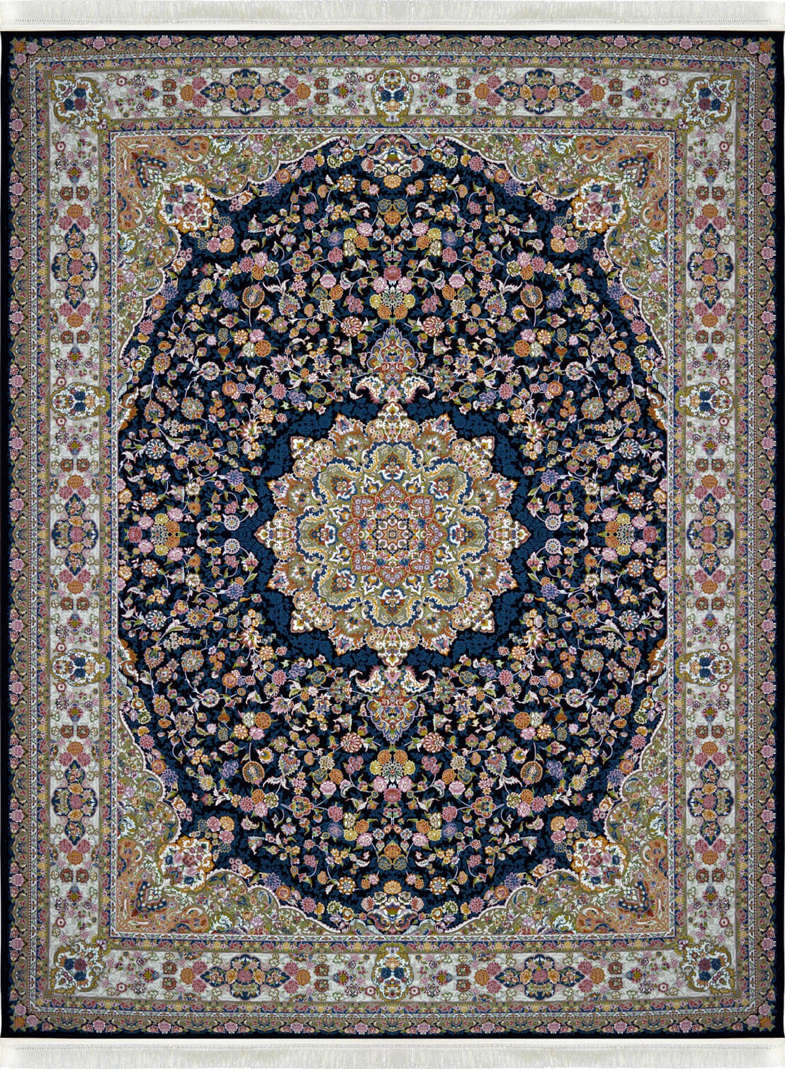 فرش ماشینی 1200 شانه اطلس سرمه ای