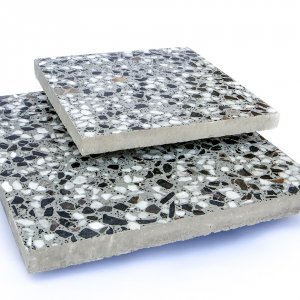 موزایک استاندارد سنگ درشت سفید و مشکی با زمینه خاکستری