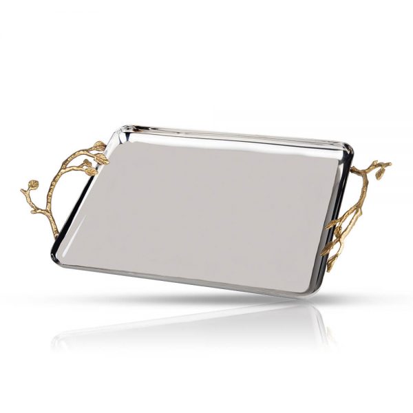 سینی مستطیل استیل دسته گلبرگی