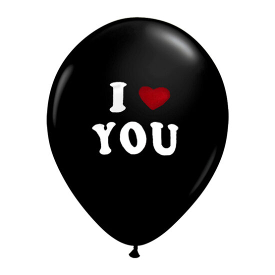 بادکنک مشکی I LOVE YOU (بسته ۱۰۰تایی)