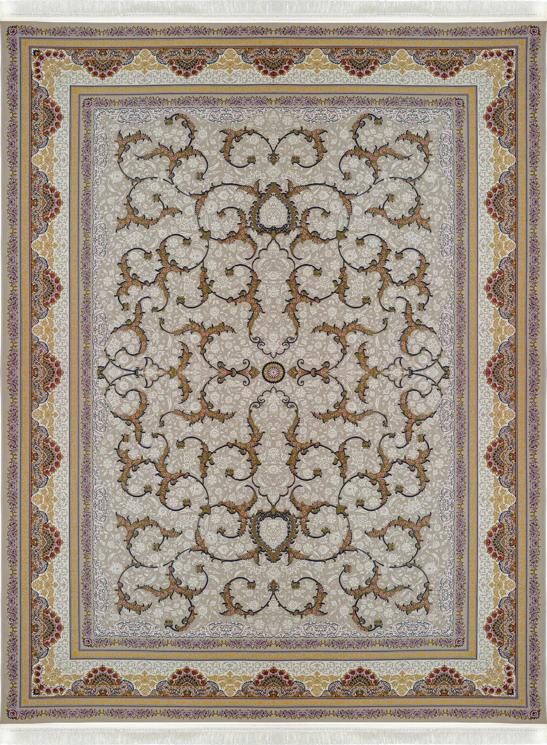 فرش ماشینی 1200 شانه لوتوس نقره ای