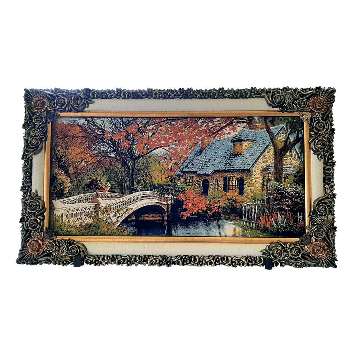 تابلو فرش طرح کلبه جنگلی