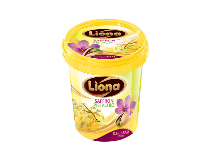 بستنی لیونا لیوانی شیری زعفرانی پسته