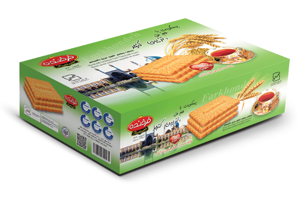 بیسکویت کنجدی ۲۰۰۰ فرخنده با طعم هل