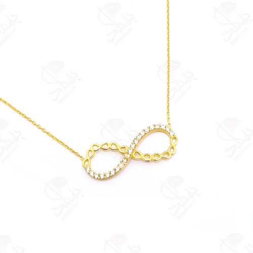 18ct Gold Gold Necklace Infinite Jeweled Design (Transcript)