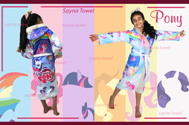 حوله پالتویی بچه گانه چاپی طرح پونی