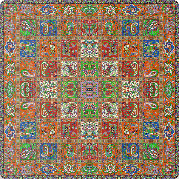 رومیزی مربع ترمه طرح امپراطور کد 1006