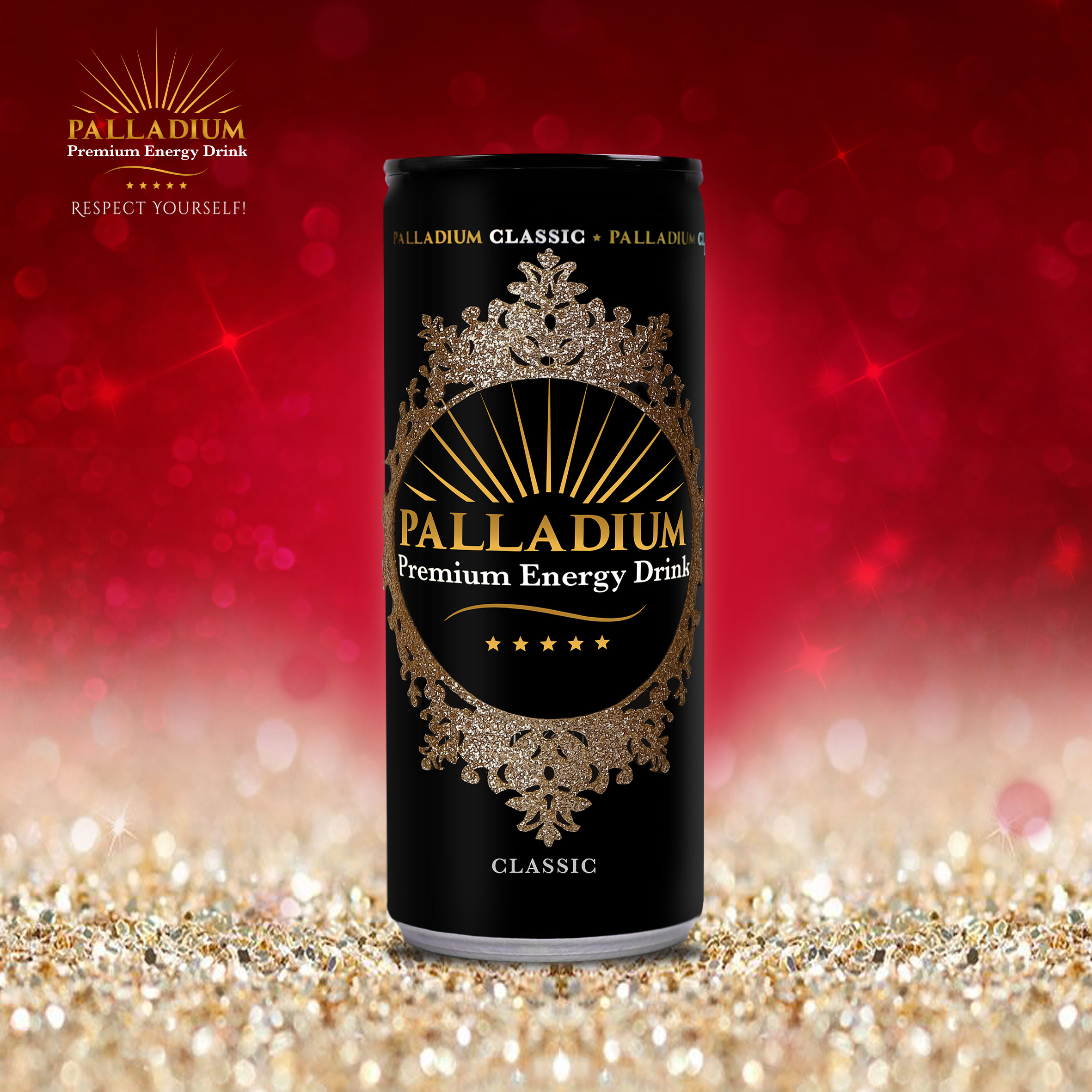 نوشیدنی انرژی زای پالادیوم لاکچری طرح تاج