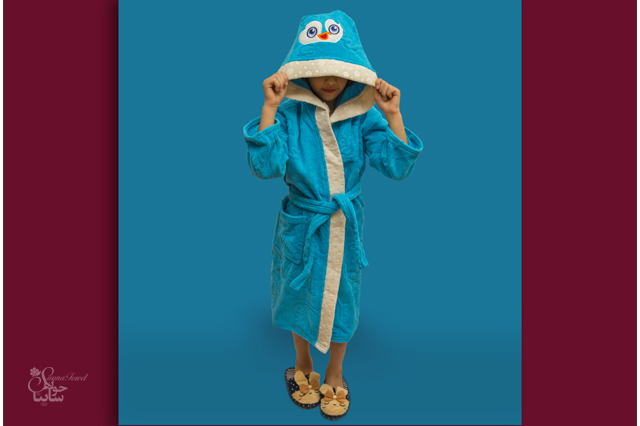 حوله پالتویی بچه گانه گلدوزی طرح پنگوئن