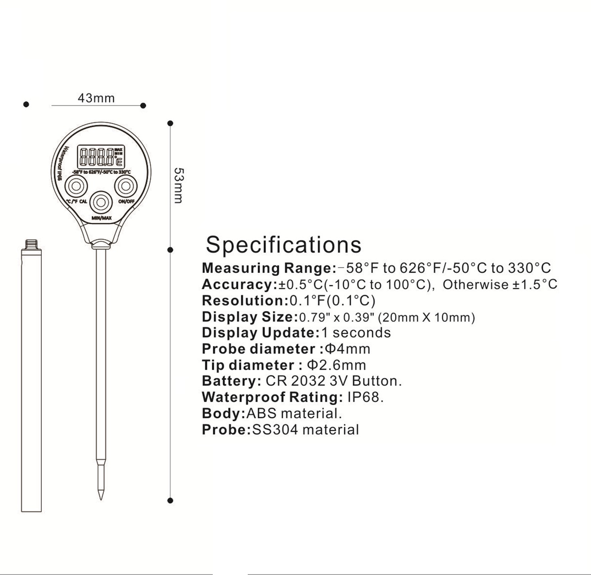 2020 Latest High Accuracy Waterproof Thermometer