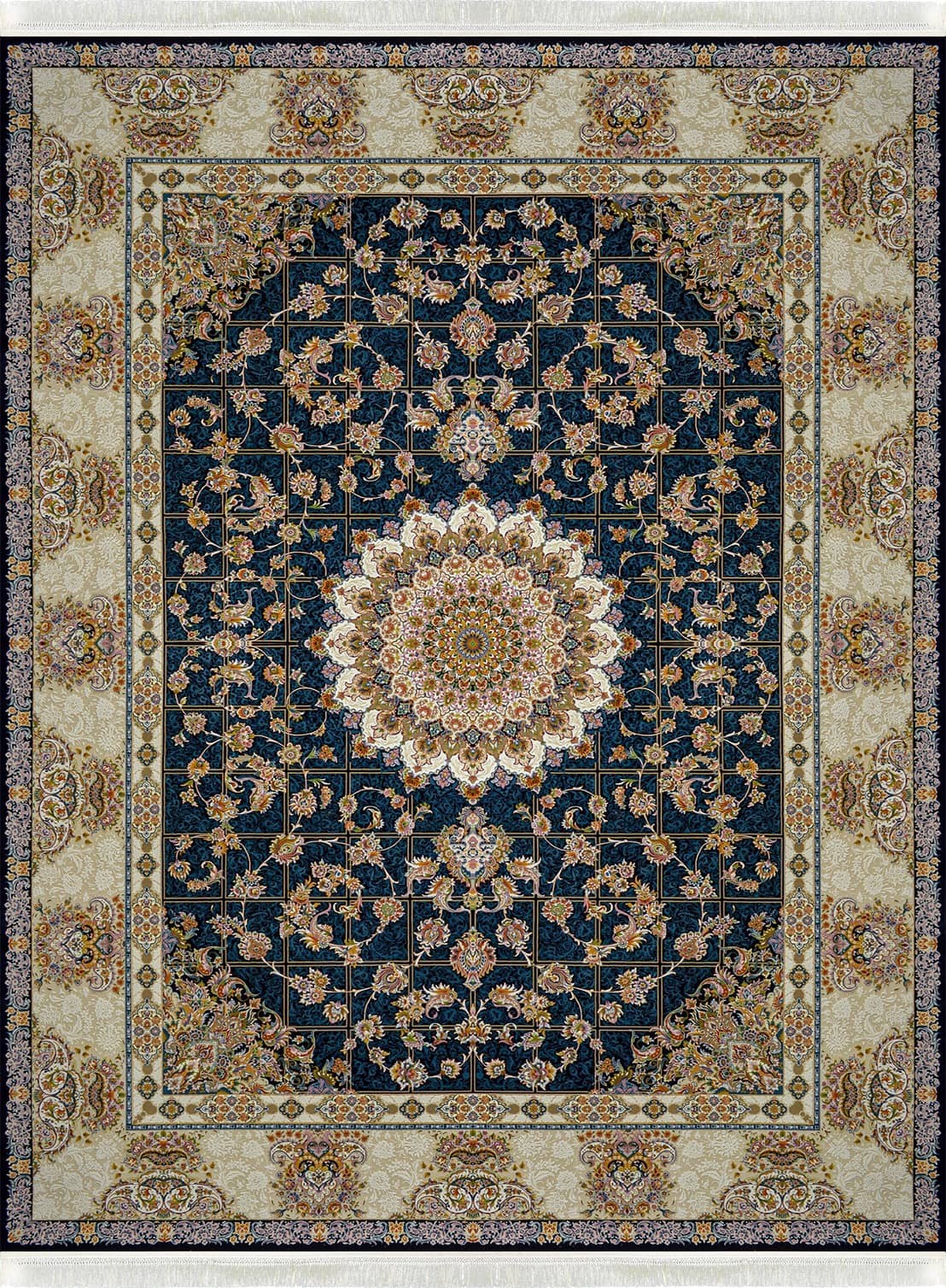 فرش ماشینی 1200 شانه سروین سرمه ای