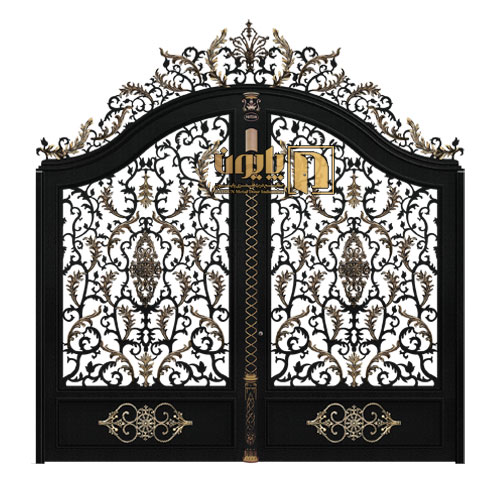 درب فلزی دو لنگه طرح لاله مناسب برای باغ، حیاط، پارکینگ، ویلا