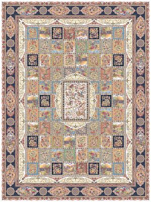فرش 1200 شانه طرح شکارگاه