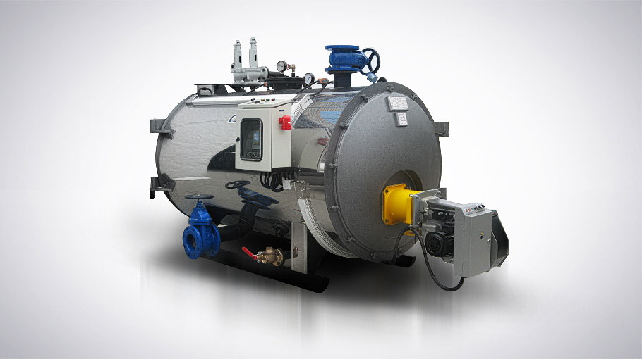 Horizontal fire tube three-pass dry-back hot water boiler