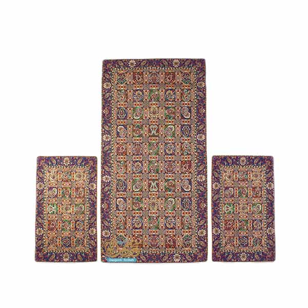 رومیزی جلومبلی (سه تیکه) طرح هشت بهشت سرمه ای