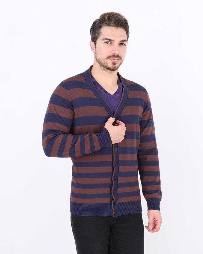 ژاکت بافت راه راه مردانه