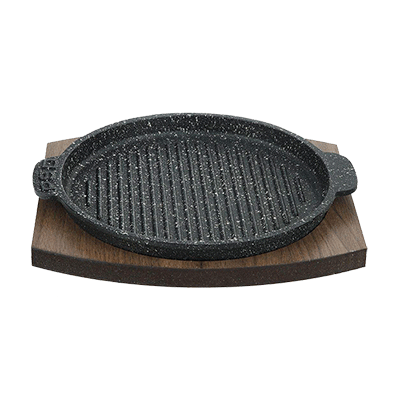 Fahita cast iron grill pan (with wooden base)