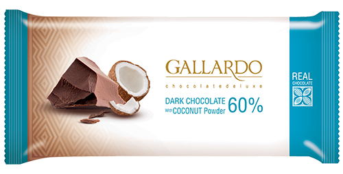 شکلات تابلت ۶۵ گرم گالاردو تلخ ۶۰٪ نارگیلی