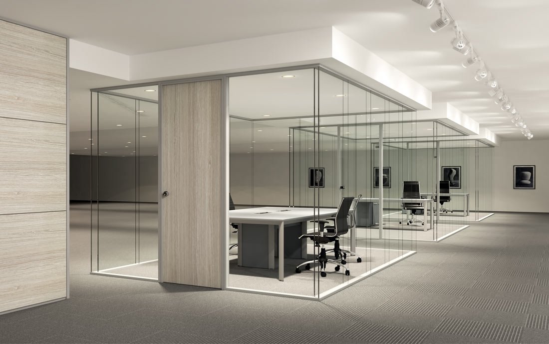 Landa 2 - Double-glazed aluminum and glass partition
