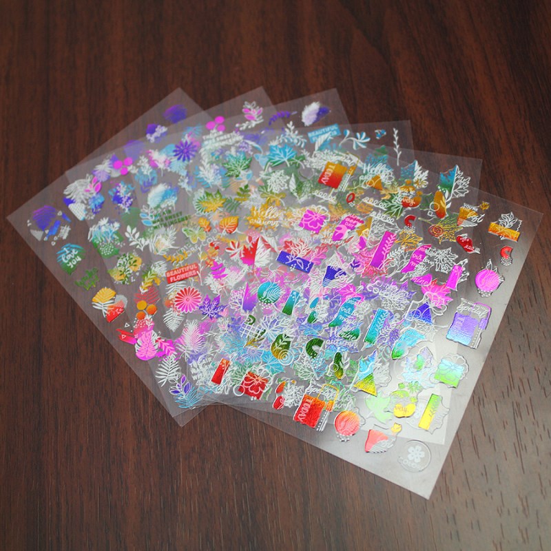 CJ010-017 Colorful Flower Nail Sticker